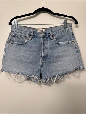 Agolde Light Blue Distressed Denim Cutoff Shorts